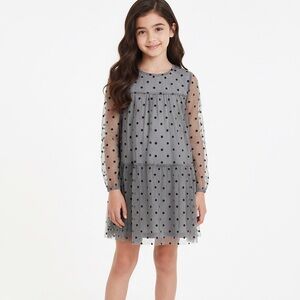 Old Navy Girls Gray Tulle Polka Dot Long Sleeve Tiered Mesh
Dress Size S (6-7)!